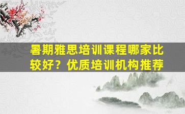 暑期雅思培训课程哪家比较好？优质培训机构推荐