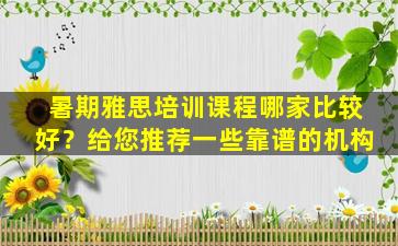 暑期雅思培训课程哪家比较好？给您推荐一些靠谱的机构