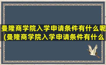 曼隆商学院入学申请条件有什么呢(曼隆商学院入学申请条件有什么呢女生)