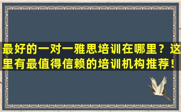 最好的一对一雅思培训在哪里？这里有最值得信赖的培训机构推荐！