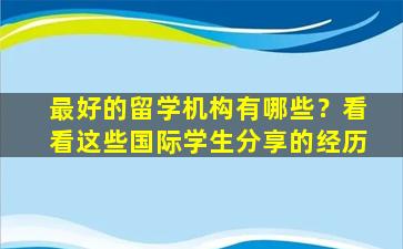 最好的留学机构有哪些？看看这些国际学生分享的经历