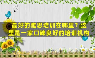 最好的雅思培训在哪里？这里是一家口碑良好的培训机构