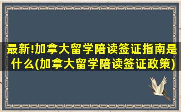 最新!加拿大留学陪读签证指南是什么(加拿大留学陪读签证政策)