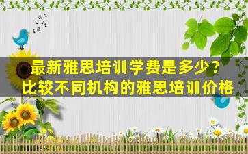 最新雅思培训学费是多少？比较不同机构的雅思培训价格