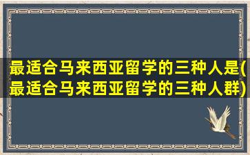 最适合马来西亚留学的三种人是(最适合马来西亚留学的三种人群)