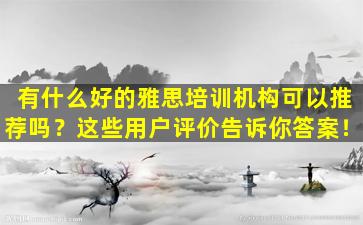 有什么好的雅思培训机构可以推荐吗？这些用户评价告诉你答案！