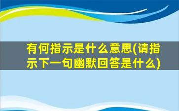 有何指示是什么意思(请指示下一句幽默回答是什么)