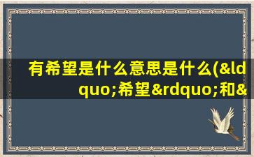 有希望是什么意思是什么(“希望”和“希冀”两个词有何异同)