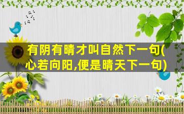 有阴有晴才叫自然下一句(心若向阳,便是晴天下一句)