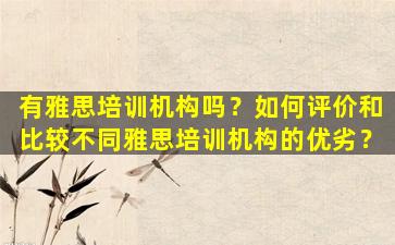 有雅思培训机构吗？如何评价和比较不同雅思培训机构的优劣？