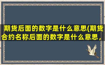 期货后面的数字是什么意思(期货合约名称后面的数字是什么意思，代表什么含义)