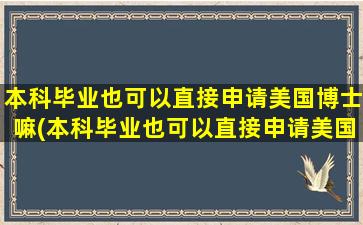 本科毕业也可以直接申请美国博士嘛(本科毕业也可以直接申请美国博士吗知乎)