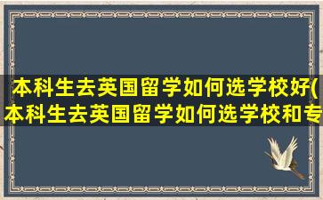 本科生去英国留学如何选学校好(本科生去英国留学如何选学校和专业)