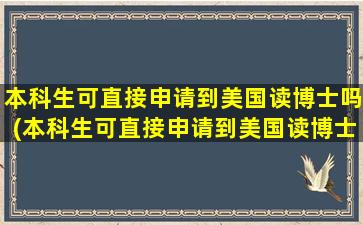 本科生可直接申请到美国读博士吗(本科生可直接申请到美国读博士吗英语)