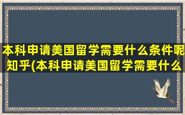 本科申请美国留学需要什么条件呢知乎(本科申请美国留学需要什么条件呢)