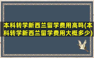 本科转学新西兰留学费用高吗(本科转学新西兰留学费用大概多少)