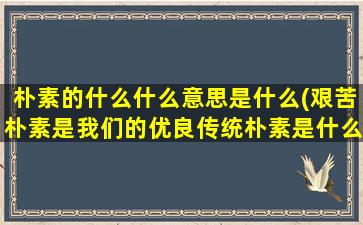 朴素的什么什么意思是什么(艰苦朴素是我们的优良传统朴素是什么意思)