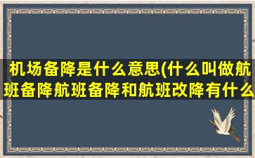 机场备降是什么意思(什么叫做航班备降航班备降和航班改降有什么区别)