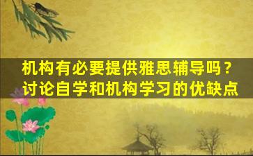 机构有必要提供雅思辅导吗？讨论自学和机构学习的优缺点