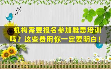 机构需要报名参加雅思培训吗？这些费用你一定要明白！