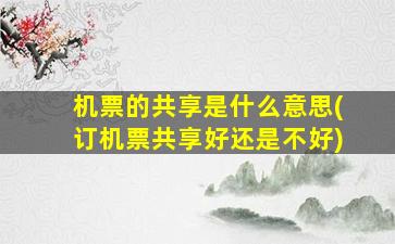 机票的共享是什么意思(订机票共享好还是不好)