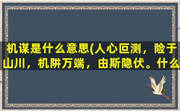 机谋是什么意思(人心叵测，险于山川，机阱万端，由斯隐伏。什么意思)