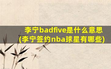 李宁badfive是什么意思(李宁签约nba球星有哪些)