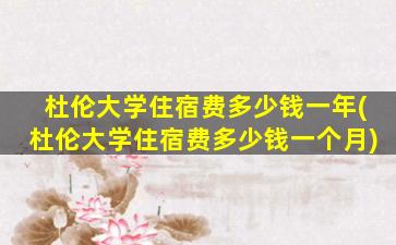 杜伦大学住宿费多少钱一年(杜伦大学住宿费多少钱一个月)