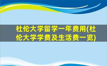 杜伦大学留学一年费用(杜伦大学学费及生活费一览)