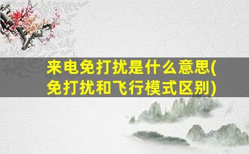 来电免打扰是什么意思(免打扰和飞行模式区别)