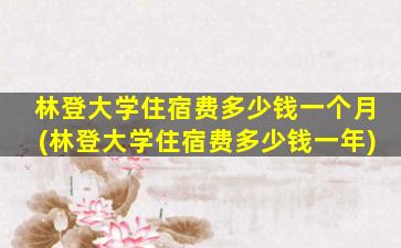 林登大学住宿费多少钱一个月(林登大学住宿费多少钱一年)