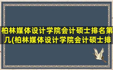 柏林媒体设计学院会计硕士排名第几(柏林媒体设计学院会计硕士排名)