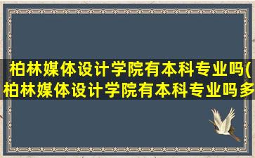 柏林媒体设计学院有本科专业吗(柏林媒体设计学院有本科专业吗多少分)