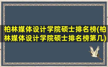 柏林媒体设计学院硕士排名榜(柏林媒体设计学院硕士排名榜第几)