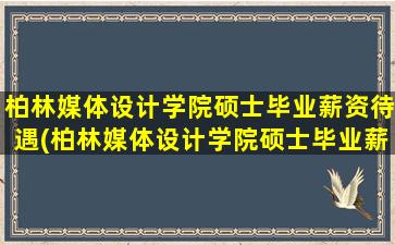 柏林媒体设计学院硕士毕业薪资待遇(柏林媒体设计学院硕士毕业薪资怎么样)