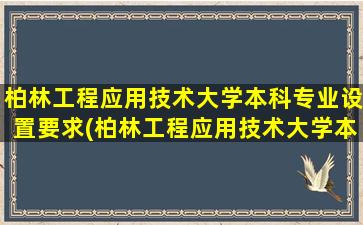 柏林工程应用技术大学本科专业设置要求(柏林工程应用技术大学本科专业设置条件)