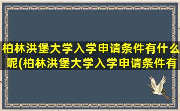 柏林洪堡大学入学申请条件有什么呢(柏林洪堡大学入学申请条件有什么呢英语)