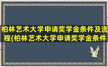 柏林艺术大学申请奖学金条件及流程(柏林艺术大学申请奖学金条件)