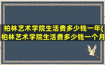 柏林艺术学院生活费多少钱一年(柏林艺术学院生活费多少钱一个月)