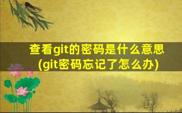 查看git的密码是什么意思(git密码忘记了怎么办)