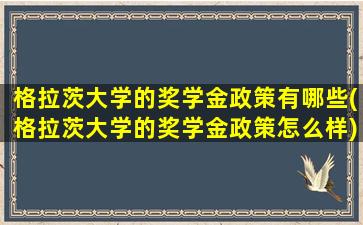 格拉茨大学的奖学金政策有哪些(格拉茨大学的奖学金政策怎么样)