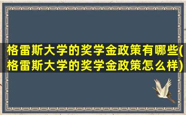 格雷斯大学的奖学金政策有哪些(格雷斯大学的奖学金政策怎么样)