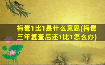 梅毒1比1是什么意思(梅毒三年复查后还1比1怎么办)