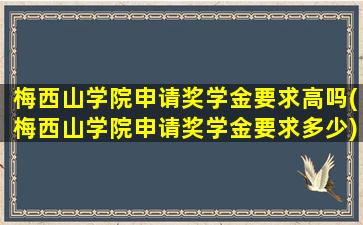 梅西山学院申请奖学金要求高吗(梅西山学院申请奖学金要求多少)