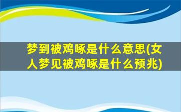 梦到被鸡啄是什么意思(女人梦见被鸡啄是什么预兆)