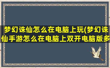 梦幻诛仙怎么在电脑上玩(梦幻诛仙手游怎么在电脑上双开电脑版多开教程)