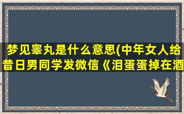 梦见睾丸是什么意思(中年女人给昔日男同学发微信《泪蛋蛋掉在酒杯杯里》是什么意思)