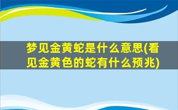 梦见金黄蛇是什么意思(看见金黄色的蛇有什么预兆)