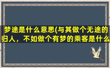 梦途是什么意思(与其做个无途的归人，不如做个有梦的乘客是什么意思)