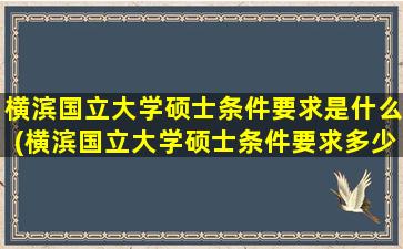 横滨国立大学硕士条件要求是什么(横滨国立大学硕士条件要求多少分)